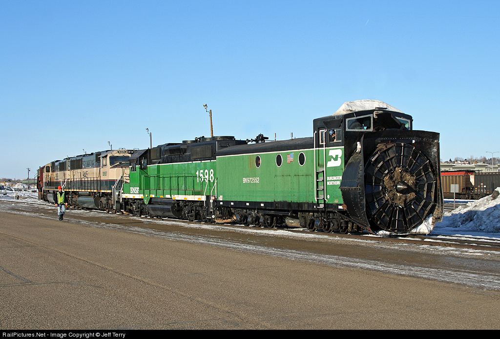 Burlington Northern Railroad Rotary Snow Plow BNSF Mandan Yard