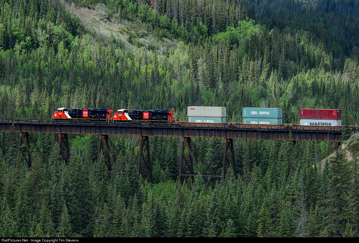 RailPictures.Net Photo CN 3222 Canadian National Railway GE ET44AC at Hinton Alberta Canada by Tim Stevens