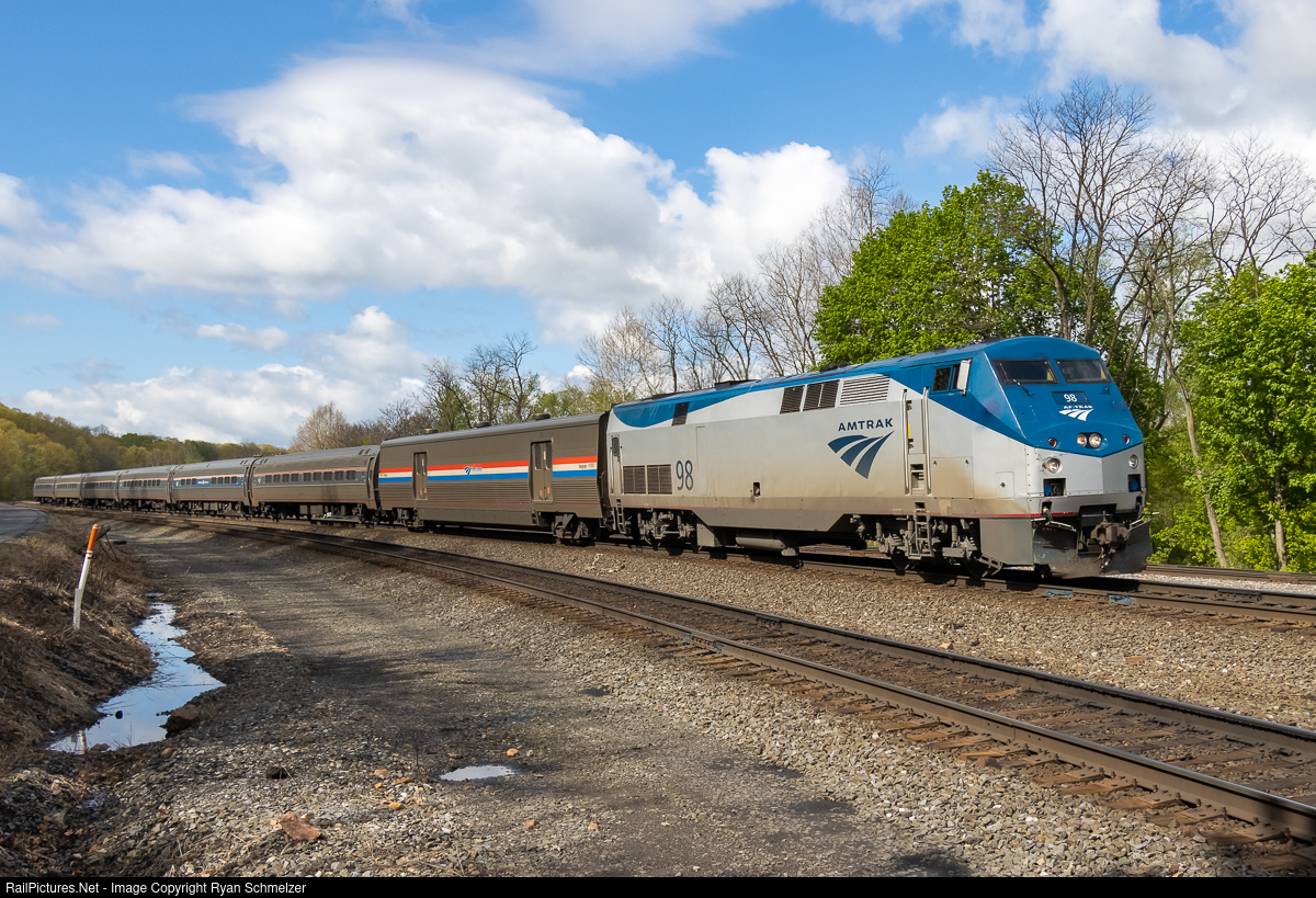 RailPictures.Net Photo: AMTK 98 Amtrak GE P42DC at Tyrone, Pennsylvania by  Ryan Schmelzer