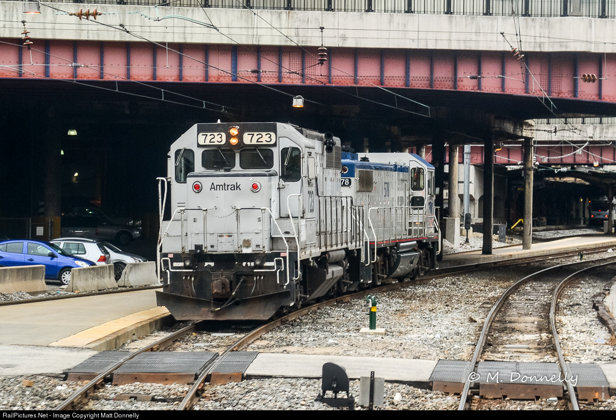 High quality photograph of Amtrak EMD GP38-3 AMTK 723 at Baltimore, Marylan...